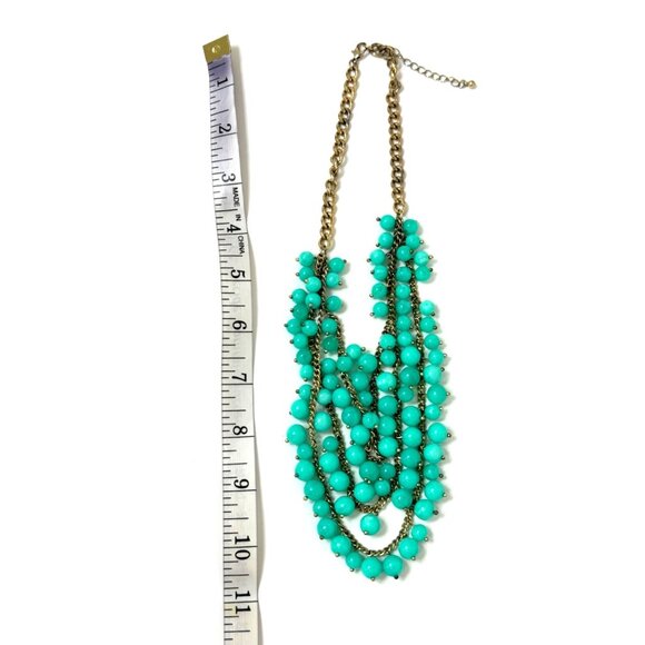 TURQUOISE TEAL BEADED‎ STATEMENT NECKLACE Jewelry Boho Cottagecore Peasant Gypsy - Picture 2 of 2